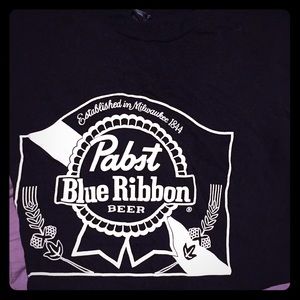Make, X-Large Pabst Blue Ribbon Beer black t-shirt